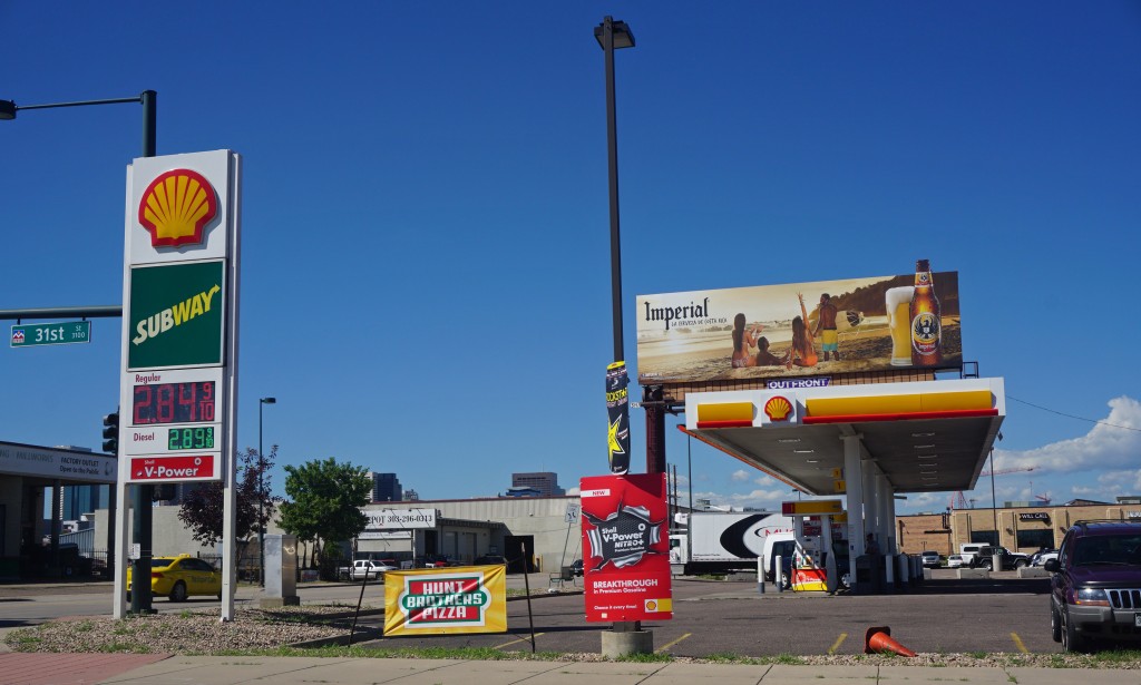 A current gas station site has been sold to a developer. Photo by Burl Rolett.