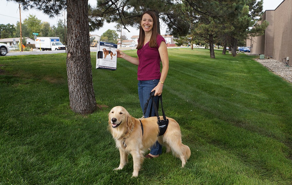 Liz and Jake, donning the GingerLead sling and leash.