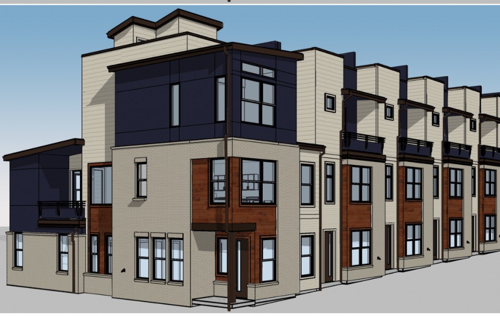 New development at Sloan's Lake calls for 24 town houses. Rendering courtesy of Legacy Capital Partners.