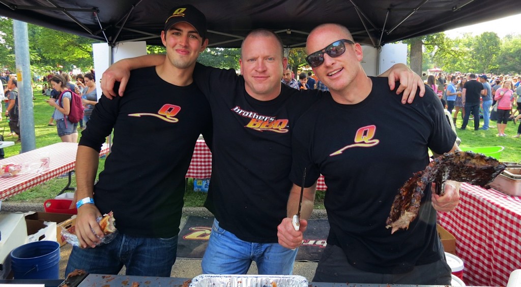 From left: Chris O'Sullivan, Nick O'Sullivan and Justin Norris over the Brothers BBQ grill. Photos courtesy of Brothers BBQ.
