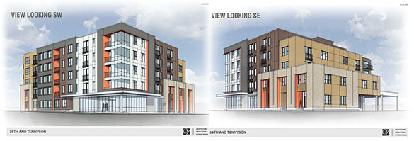 A developer is planning new apartments along Tennyson Street. Renderings courtesy of Allante.