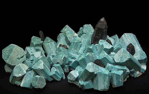 A formation of amazonite and smoky quartz crystals will be added to a local museum's collection. Photo courtesy of Joe Budd.