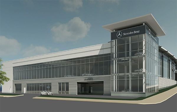 A new Mercedes-Benz dealership is in the works. Renderings courtesy of Sonic Automotive. 