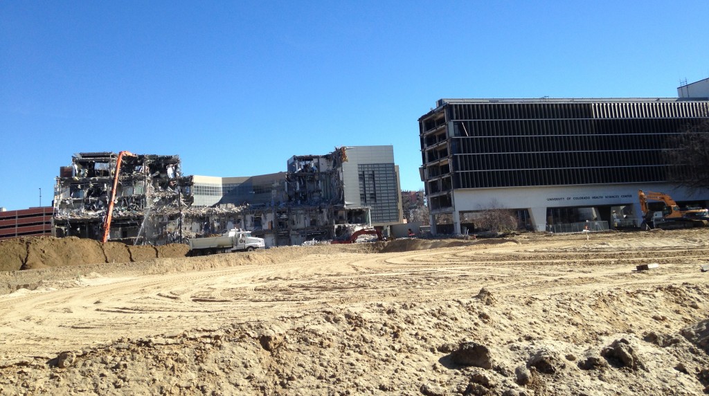 A former hospital campus is coming down to make way for a new mixed-use project. Photo by Aaron Kremer.