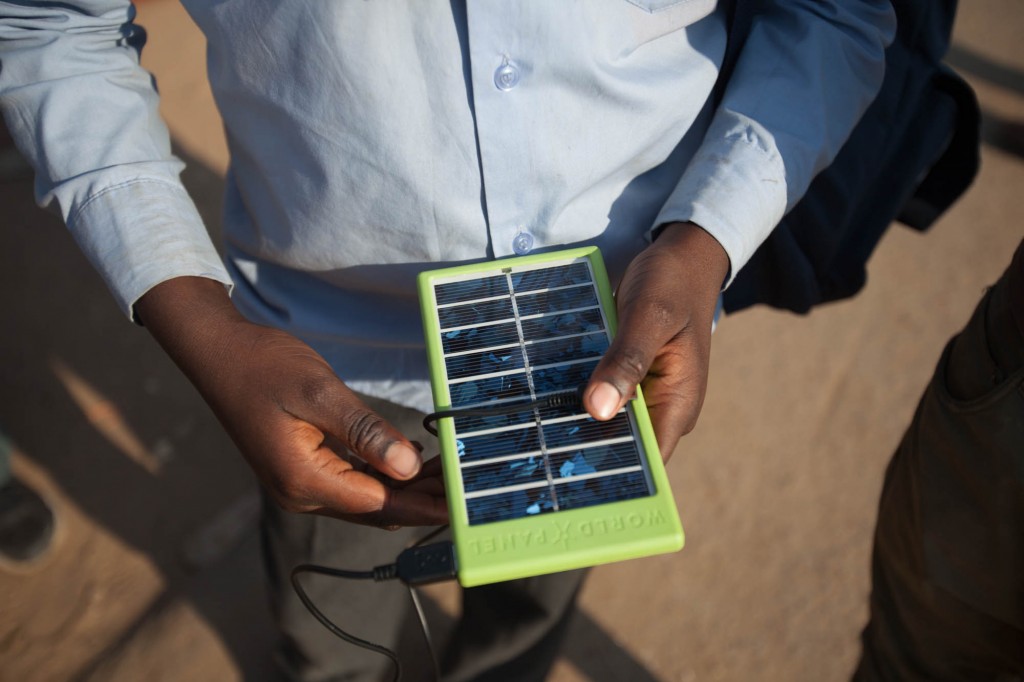 World Panel produces a small solar device that can power cell phones and other electronics. Photo courtesy of World Panel.