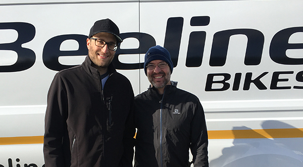 AJ Kruesel (L) and Andy Brannon (R) in front of one of the vans. 