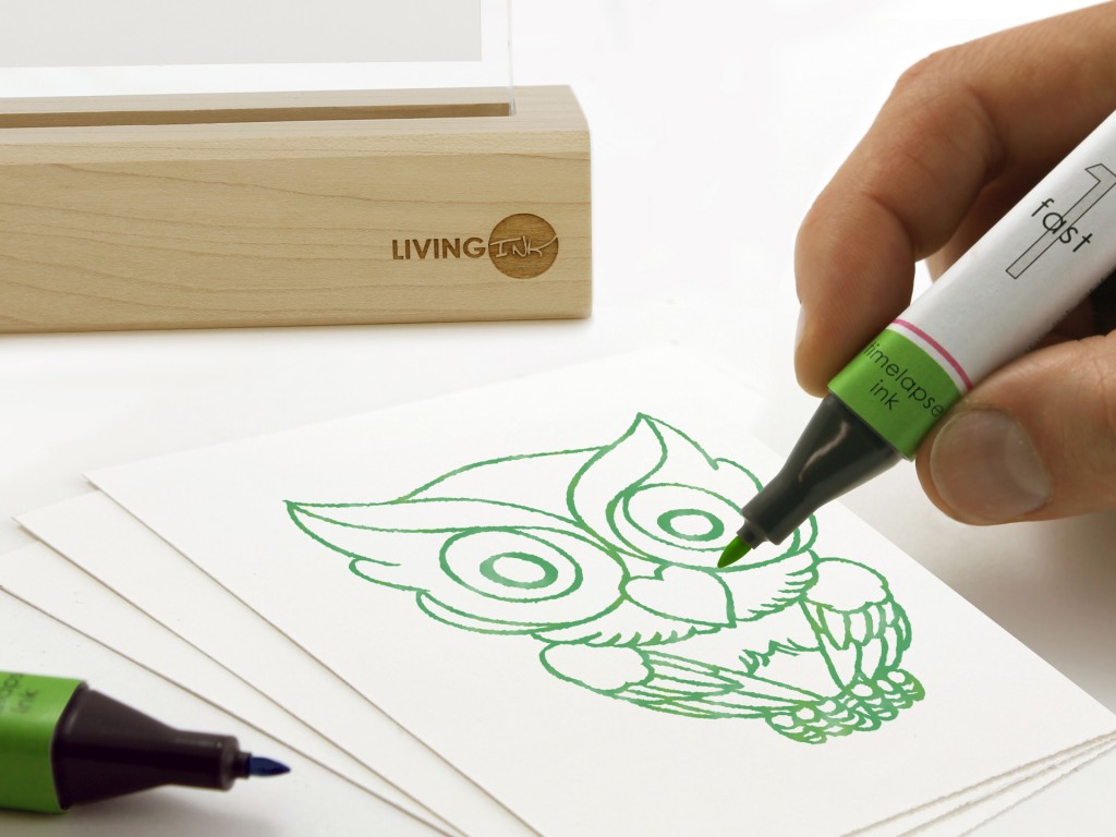 The Living Ink pen and paper uses algae to fade in messages. Photos courtesy of Living Ink.