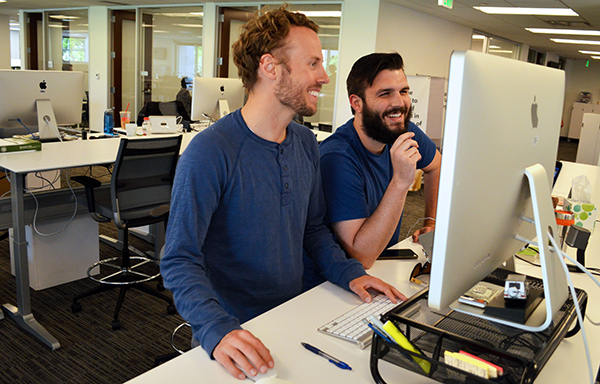  From left: Blinker employees Andrew Leede and Thomas Carey. Photos by Stephanie Mason. 