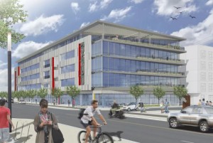 A rendering of the planned Revolution 360 office building.