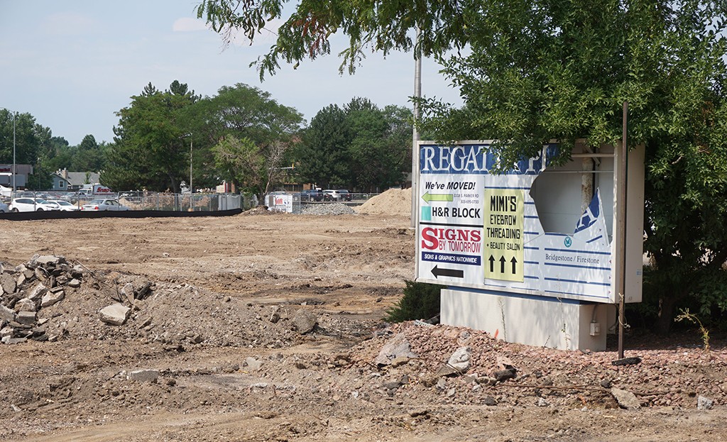 The former Regatta Plaza at I- and was demolished, making way for a mixed-use development. (Burl Rolett)