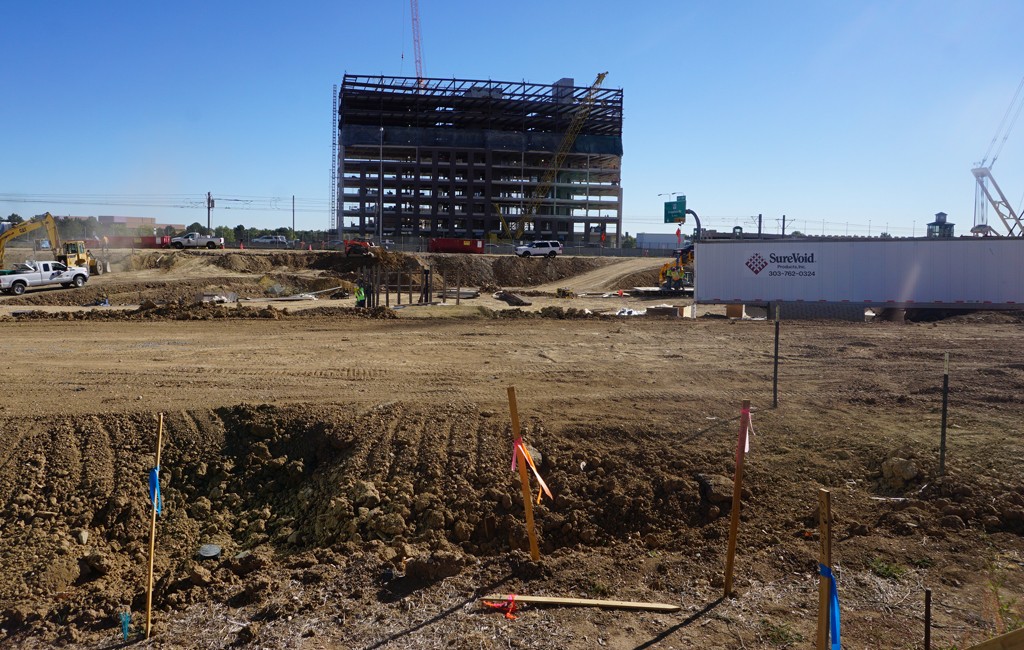 Construction crews broke ground on the 306,000-square-foot building near Fiddler's Green Amphitheatre. (Burl Rolett)