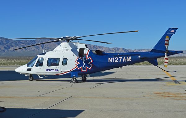 An Air Methods helicopter in California in February. (Photo by Alan Wilson, Creative Commons) 