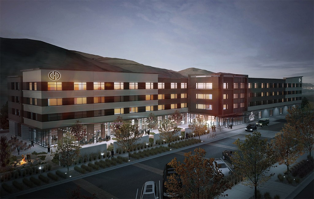 A rendering of the planned Origin Red Rocks hotel at 18485 W. Colfax Ave. (Courtesy Thrash Group)