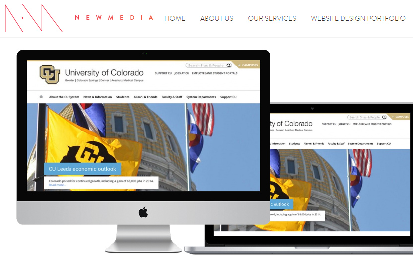 Newmedia displays its redesign of the University of Colorado homepage.