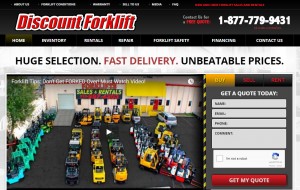Screenshot of Discount Forklift's website.