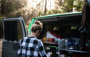 The vans include a two-burner stove, sink and a refrigerator or cooler box. (Courtesy Escape)