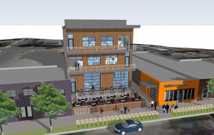 Plans call for a $5 million restaurant and office building on a tiny sliver of land near 33rd and Larimer streets. (Rendering courtesy Oxpecker Partners)